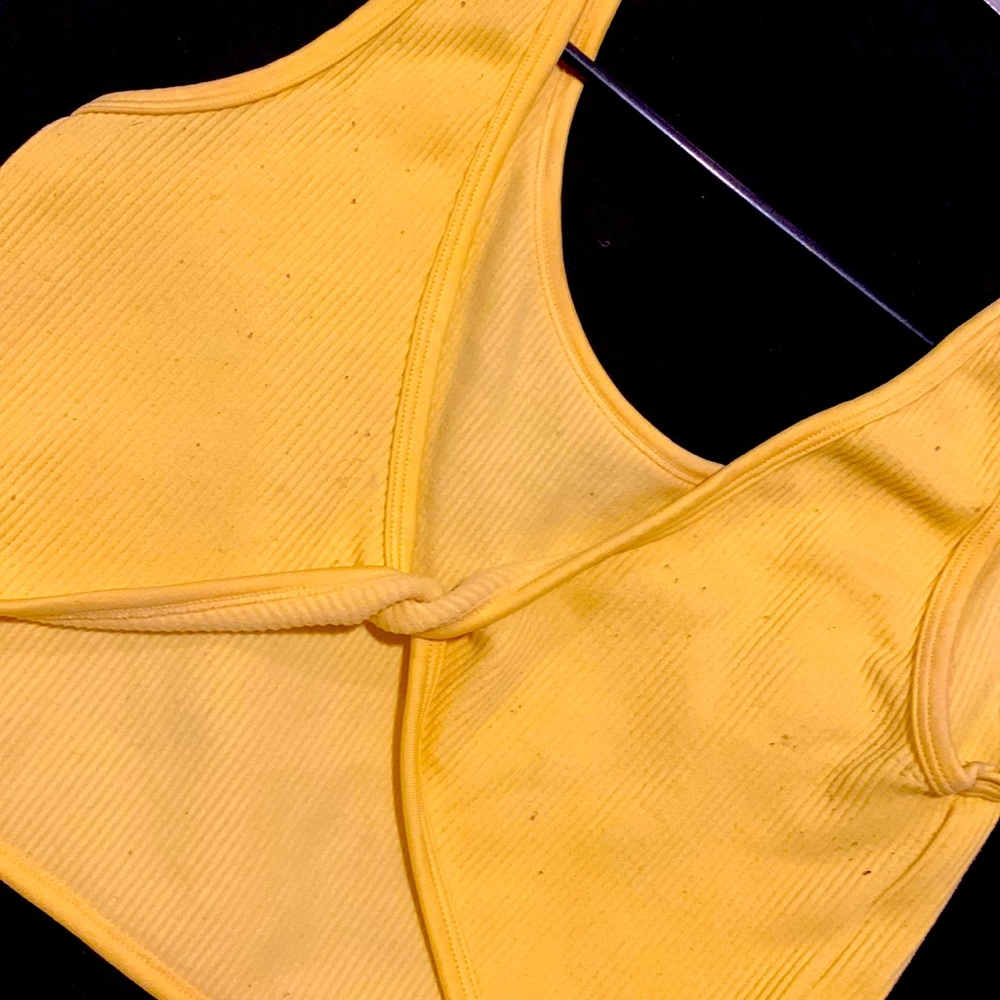 Yellow crossed crop top